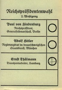 Wahlzettel, Reichspräsidentenwahl 1932, 2. Wahlgang