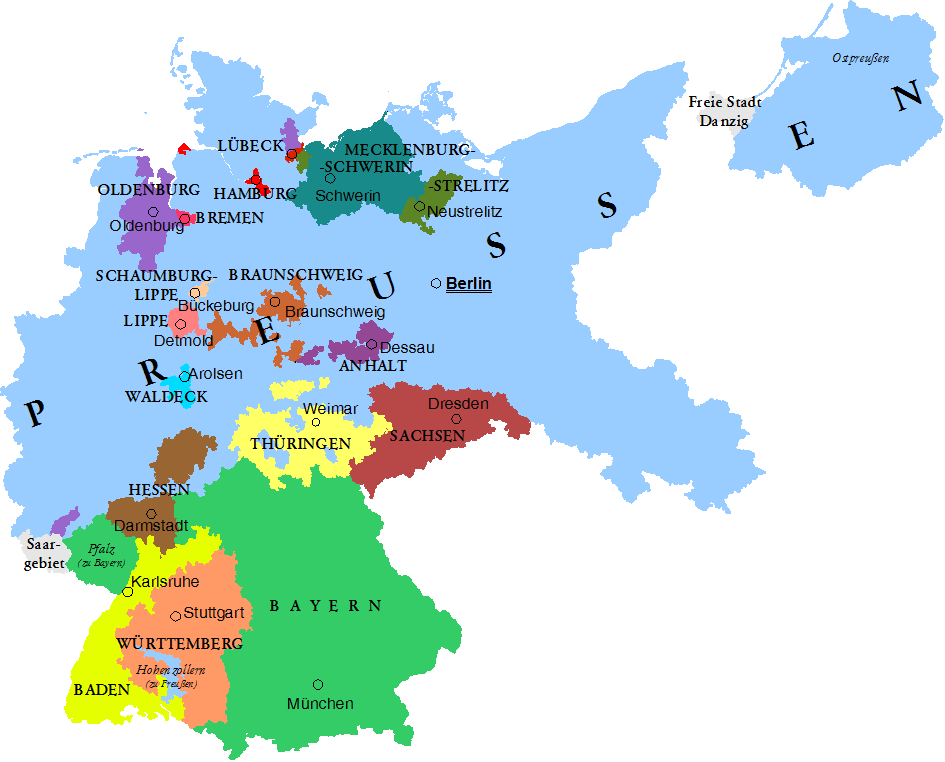 Länder in der Weimarer Republik. Korny78 | de.wikipedia | CC BY-SA 3.0.