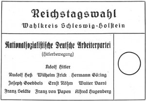 Wahlzettel Reichstagswahl 1933 (November), Schleswig-Holstein